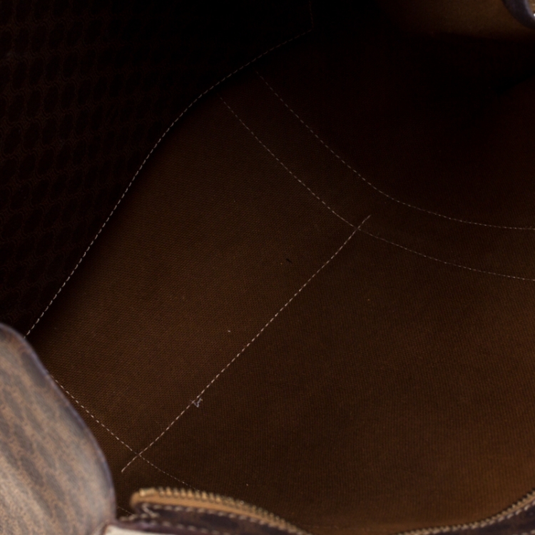 Pre Owned Celine Brown Coated Canvas and Leather Macadam Shopper Tote