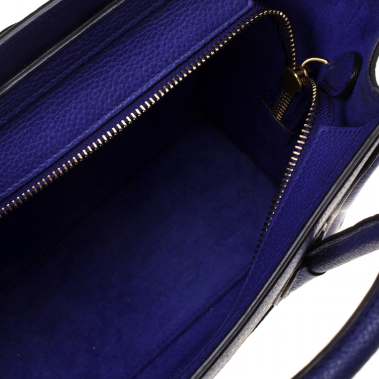 Pre Owned Celine Blue Leather Nano Luggage Tote