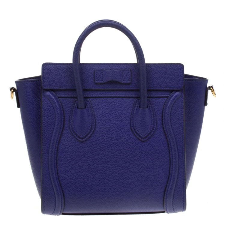 Pre Owned Celine Blue Leather Nano Luggage Tote