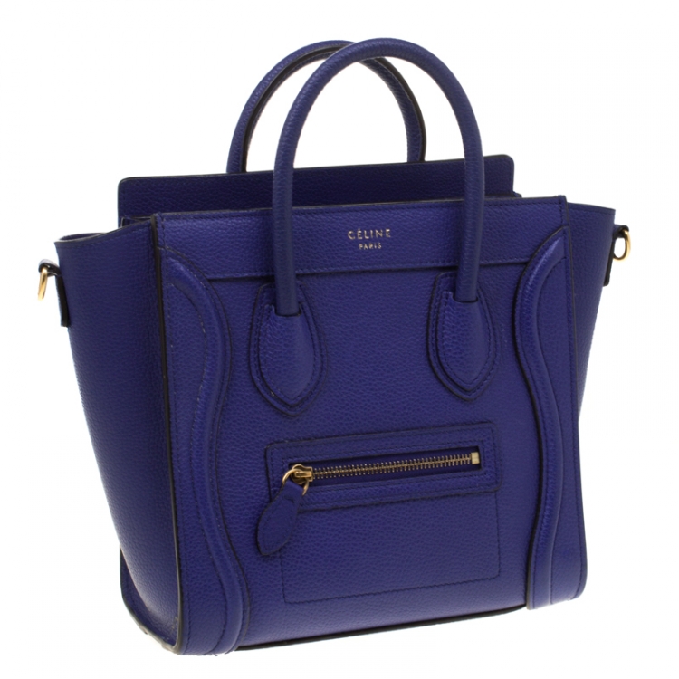 Pre Owned Celine Blue Leather Nano Luggage Tote