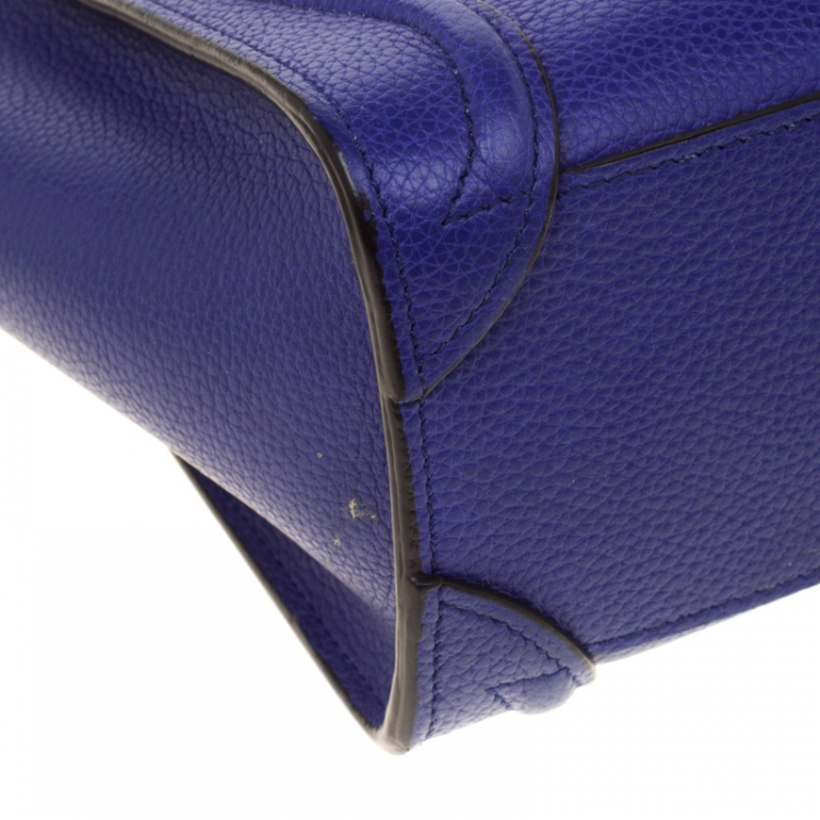 Pre Owned Celine Blue Leather Nano Luggage Tote