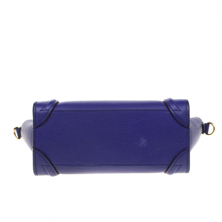 Pre Owned Celine Blue Leather Nano Luggage Tote