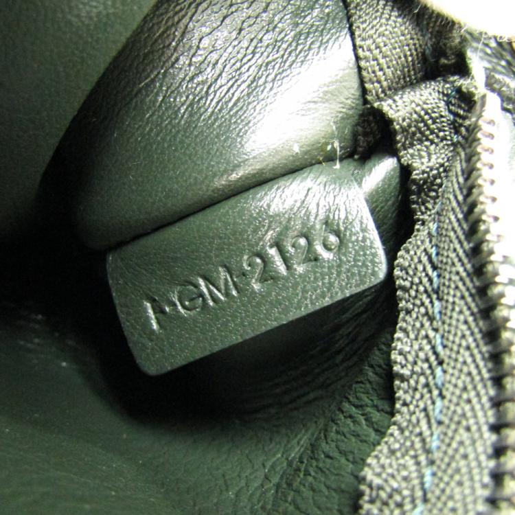 Pre Owned Celine Dark Green Shearling Small Chain Bag 