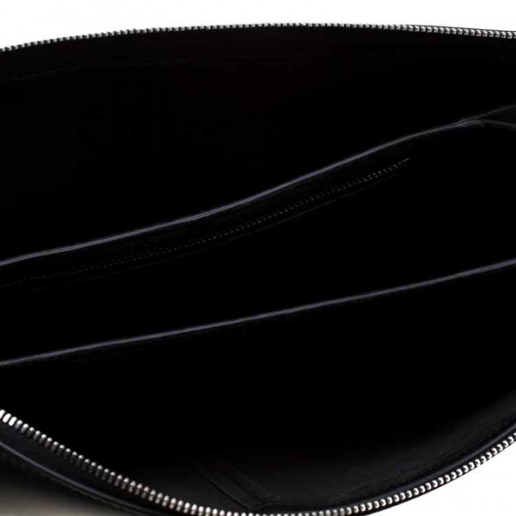 Pre Owned Celine Black Leather Trifold Chain Clutch