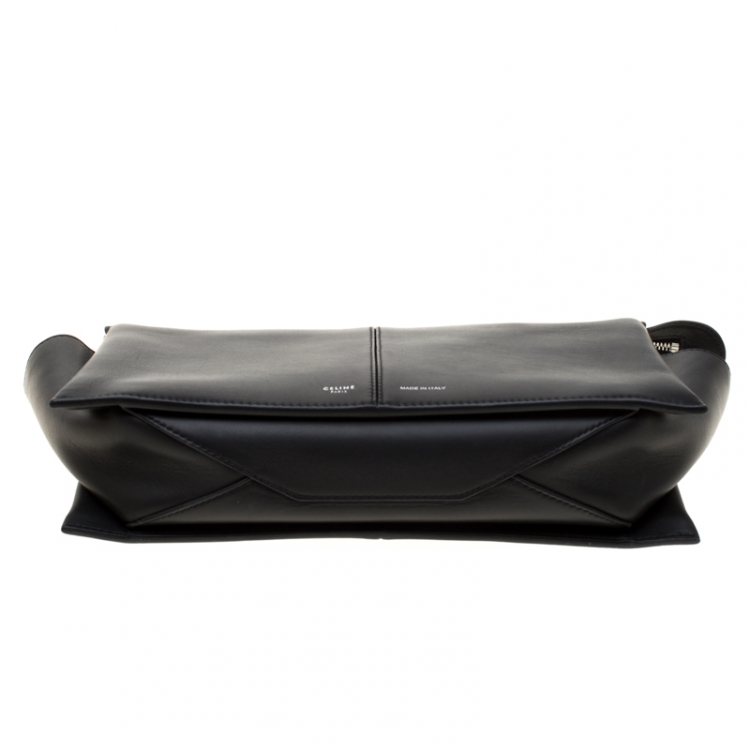 Pre Owned Celine Black Leather Trifold Chain Clutch