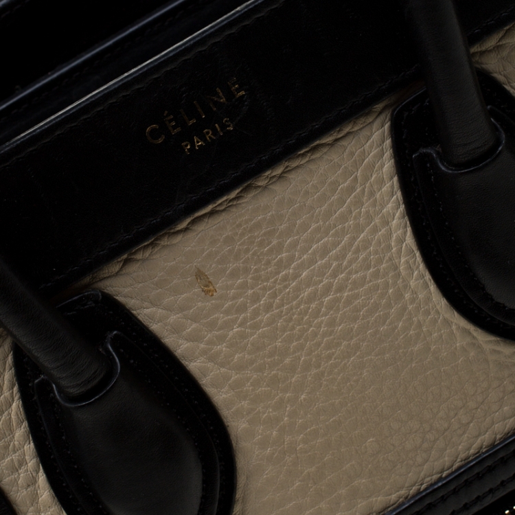 Pre Owned Celine Tri Color Leather Nano Luggage Tote