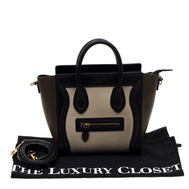 Pre Owned Celine Tri Color Leather Nano Luggage Tote