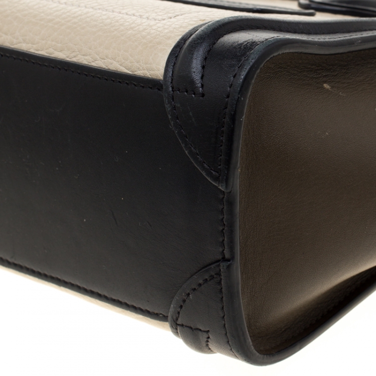Pre Owned Celine Tri Color Leather Nano Luggage Tote