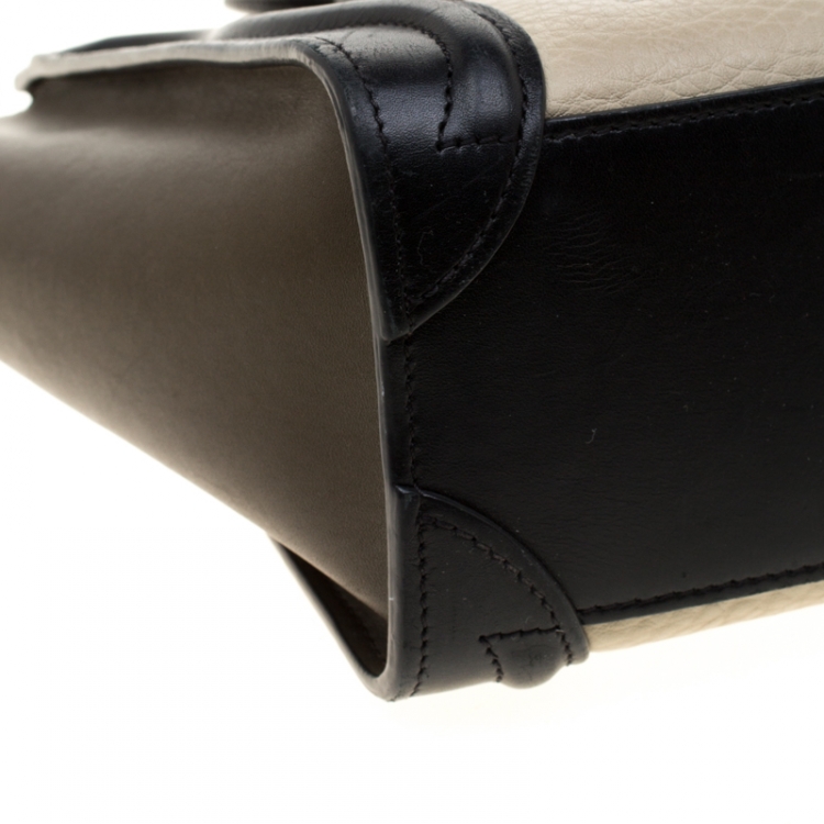 Pre Owned Celine Tri Color Leather Nano Luggage Tote
