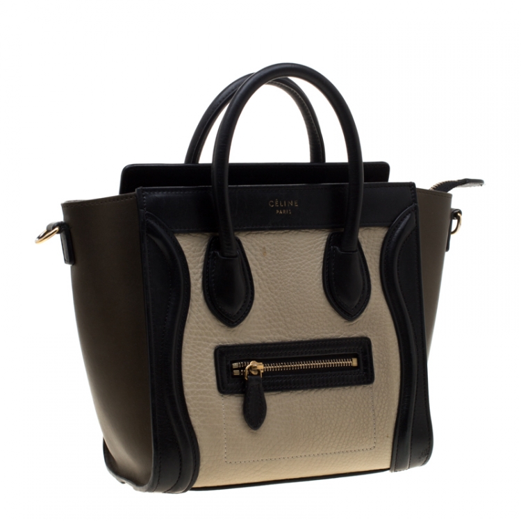 Pre Owned Celine Tri Color Leather Nano Luggage Tote