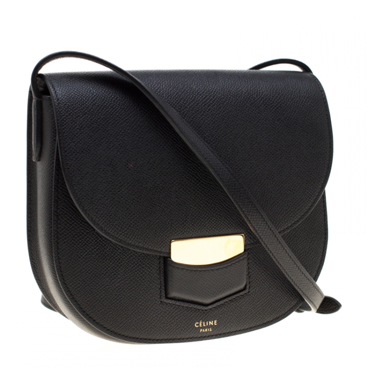 Pre Owned Celine Black Leather Small Trotteur Crossbody Bag