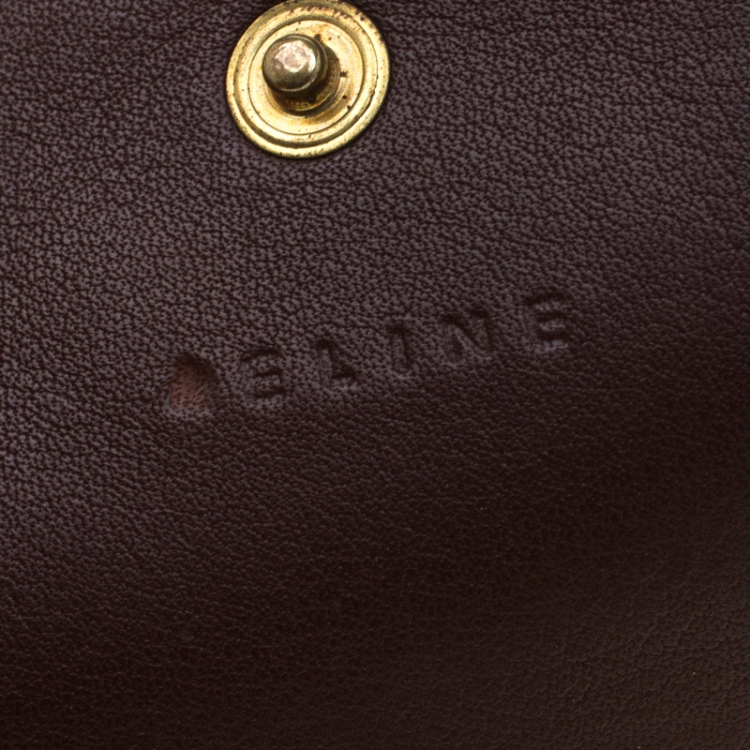 Pre Owned Celine Blue/Brown Macadam Denim and Leather Compact Wallet