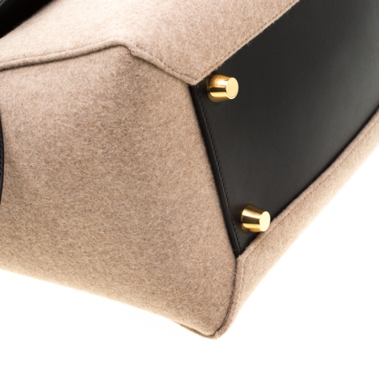 Pre Owned Celine Beige/Black Wool and Leather Belt Bag