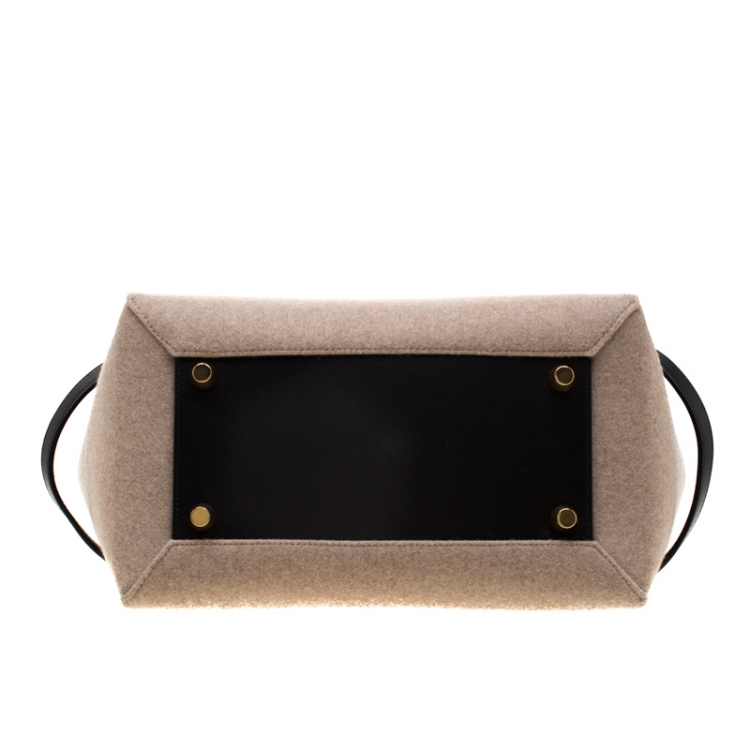 Pre Owned Celine Beige/Black Wool and Leather Belt Bag