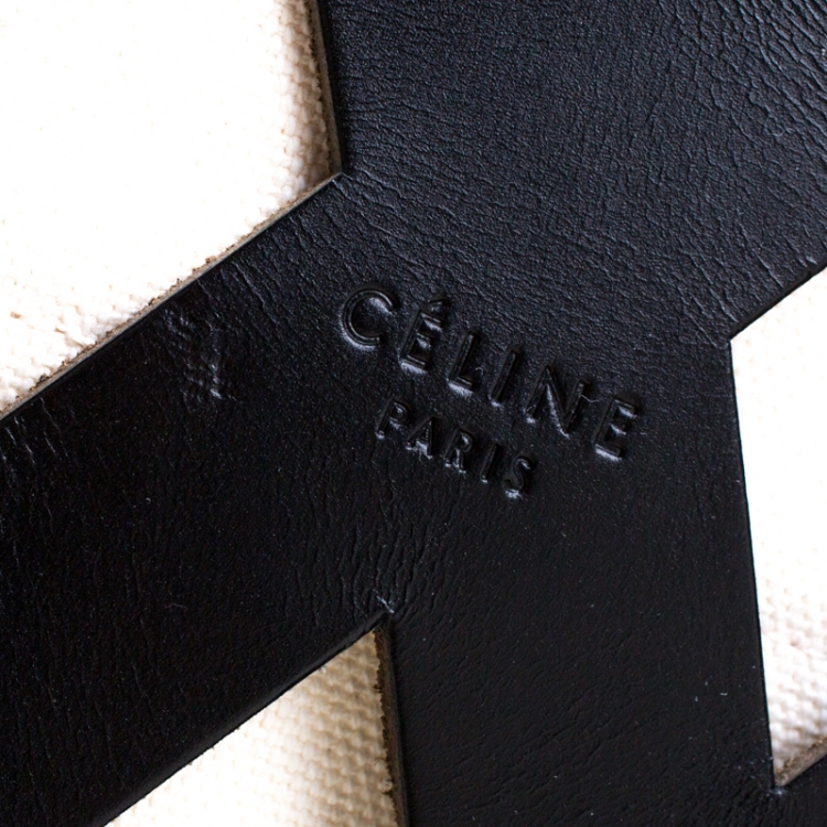 Pre Owned Celine Black Cutout Leather Medium Phantom Luggage Tote 