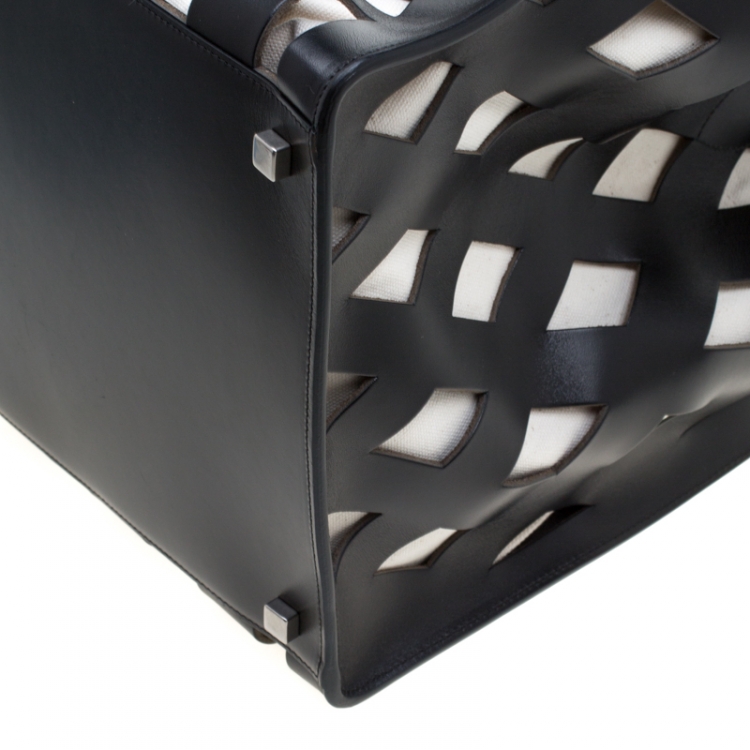 Pre Owned Celine Black Cutout Leather Medium Phantom Luggage Tote 