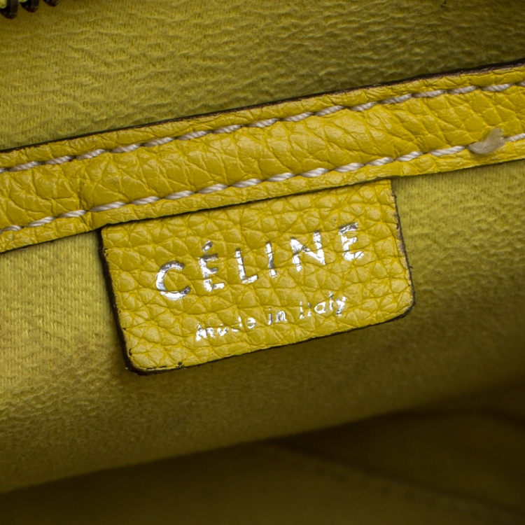 Pre Owned Celine Yellow Leather Nano Luggage Tote