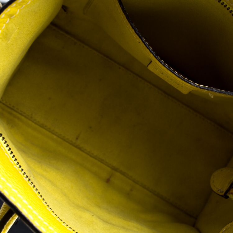Pre Owned Celine Yellow Leather Nano Luggage Tote