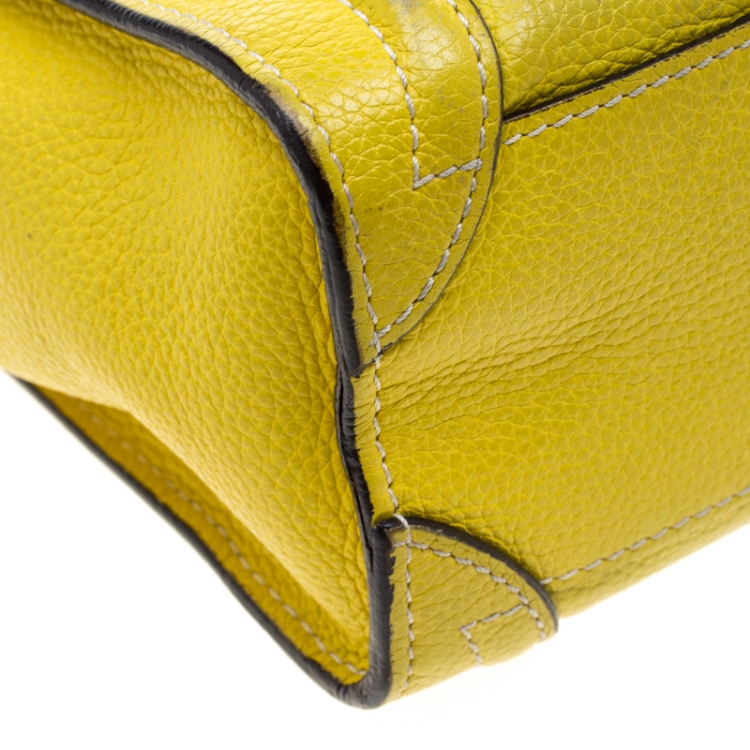 Pre Owned Celine Yellow Leather Nano Luggage Tote