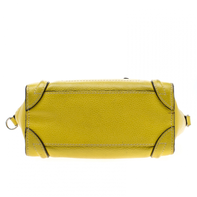 Pre Owned Celine Yellow Leather Nano Luggage Tote