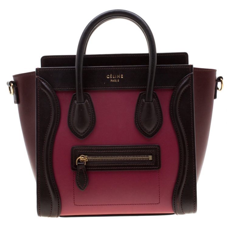 مملوكة مسبقًا Celine Tri Color Leather Nano Luggage Tote