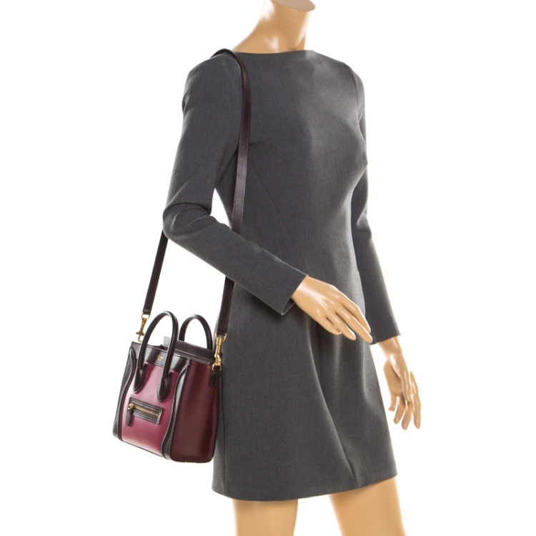 مملوكة مسبقًا Celine Tri Color Leather Nano Luggage Tote