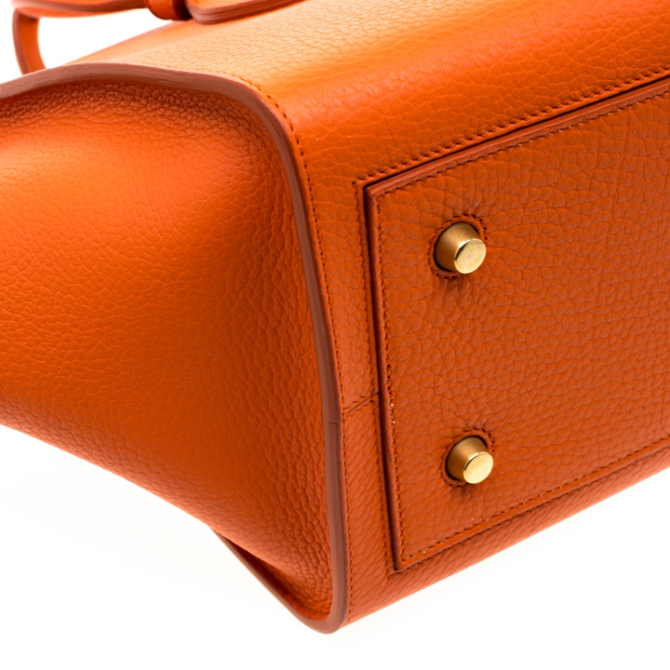 Pre Owned Celine Burnt Orange Leather Mini Tie Tote