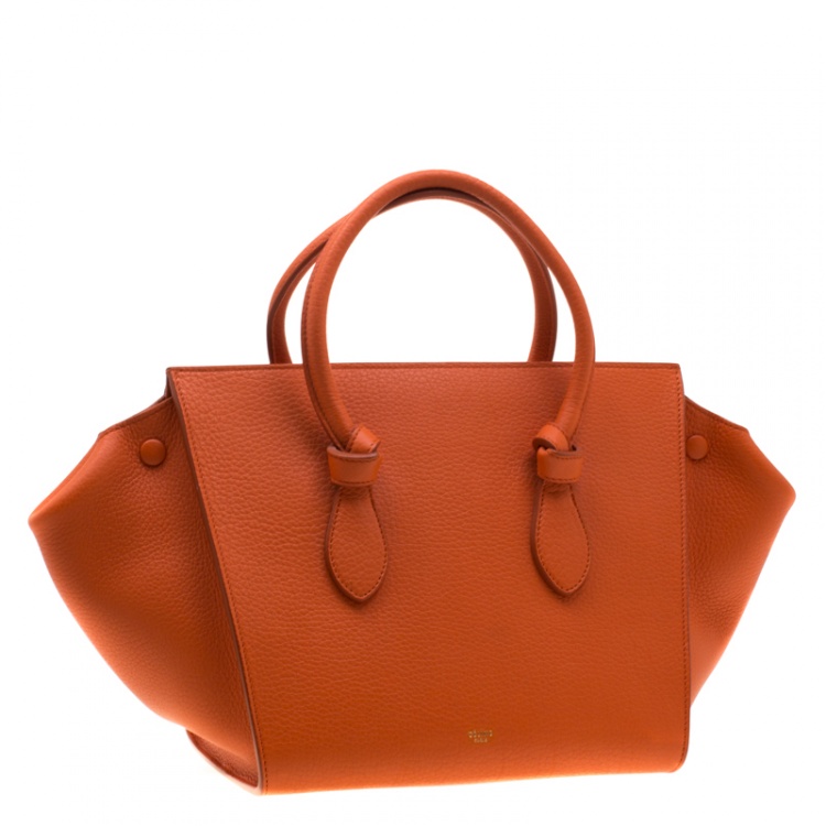 Pre Owned Celine Burnt Orange Leather Mini Tie Tote
