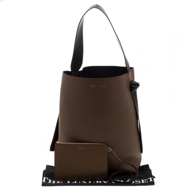 Pre Owned Celine Tri Color Leather Twisted Cabas Tote