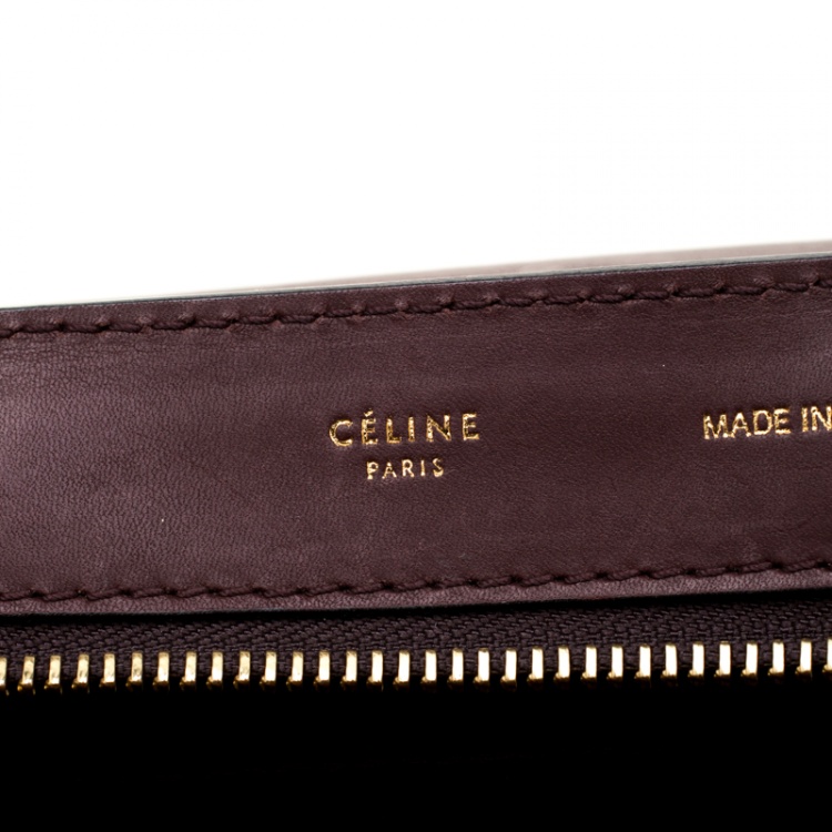 Pre Owned Celine Burgundy Leather and Suede Medium Trapeze Bag