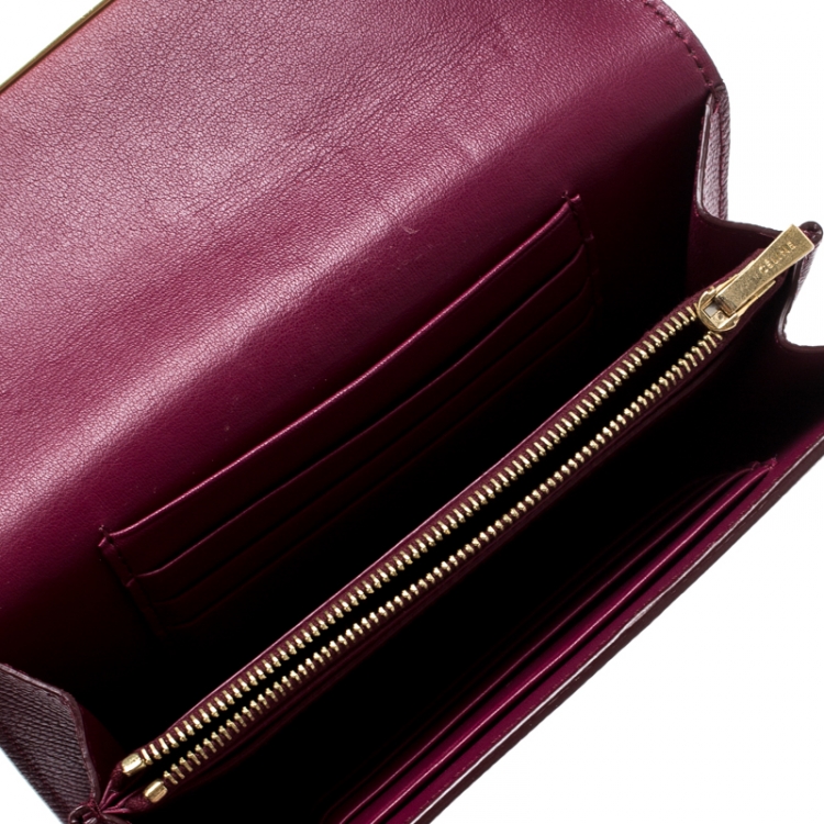 Pre Owned Celine Burgundy Leather Trotteur Clutch