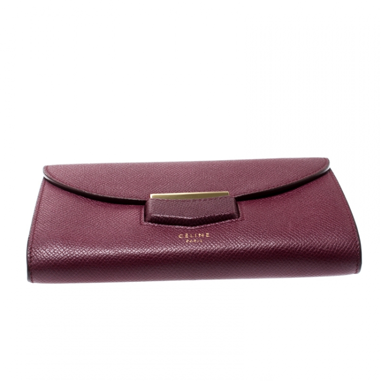 Pre Owned Celine Burgundy Leather Trotteur Clutch