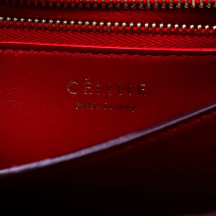 Pre Owned Celine Red Lizard Small Classic Box Flap Bag