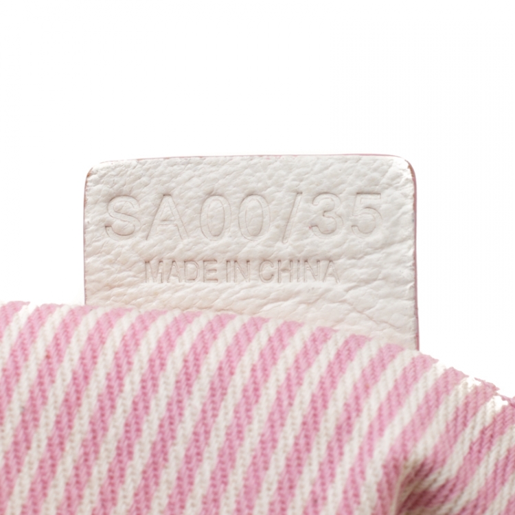 Pre Owned Celine Pink/White Macadam Canvas Hobo