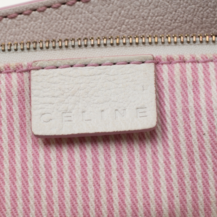 Pre Owned Celine Pink/White Macadam Canvas Hobo