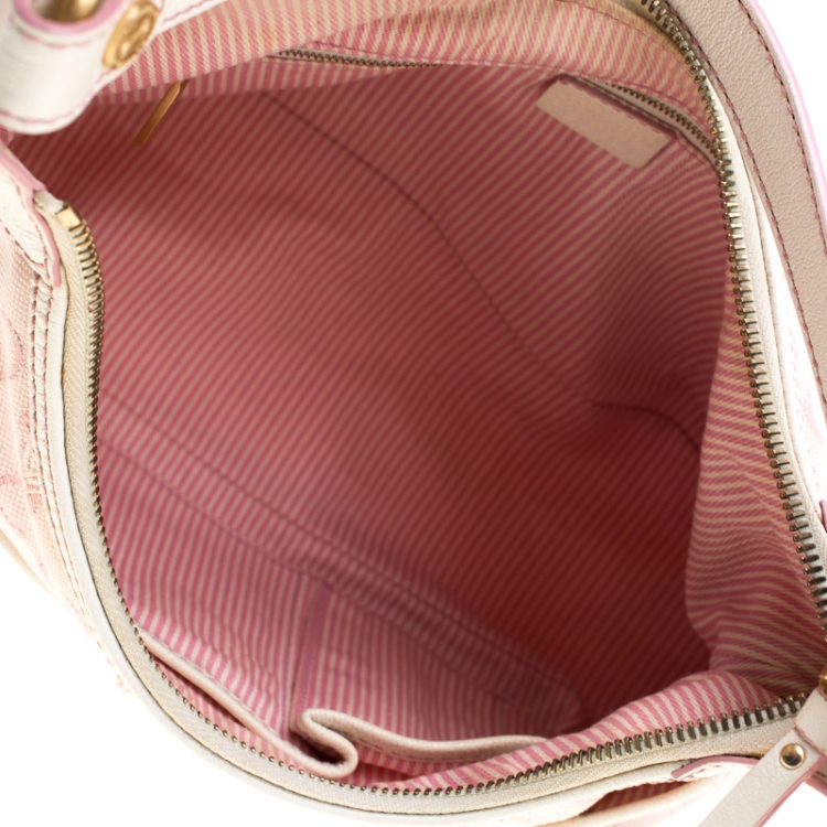 Pre Owned Celine Pink/White Macadam Canvas Hobo