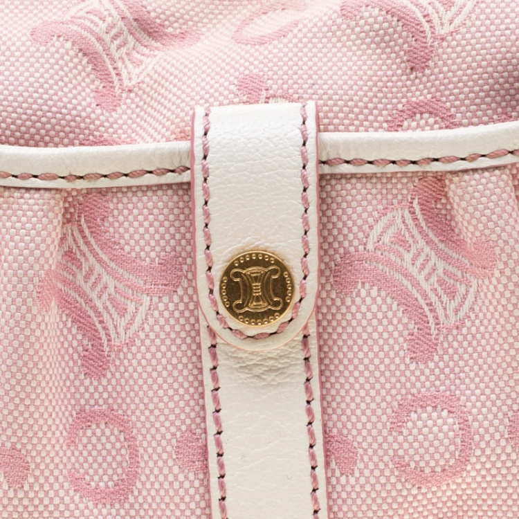 Pre Owned Celine Pink/White Macadam Canvas Hobo