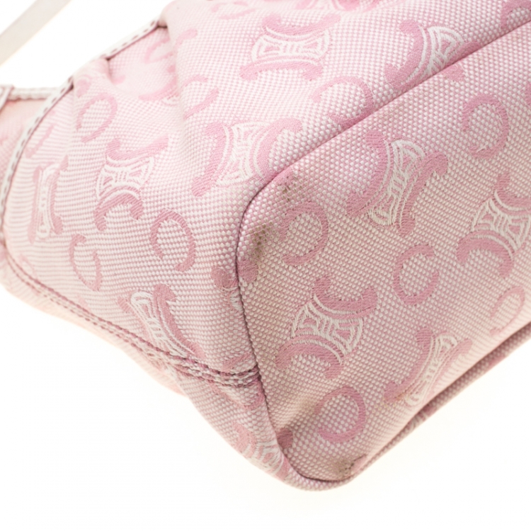 Pre Owned Celine Pink/White Macadam Canvas Hobo