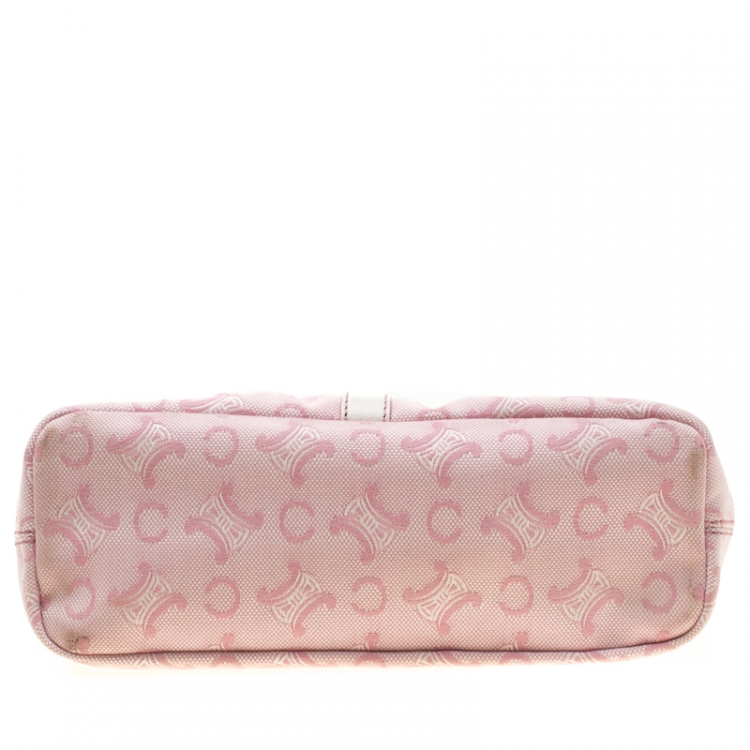 Pre Owned Celine Pink/White Macadam Canvas Hobo