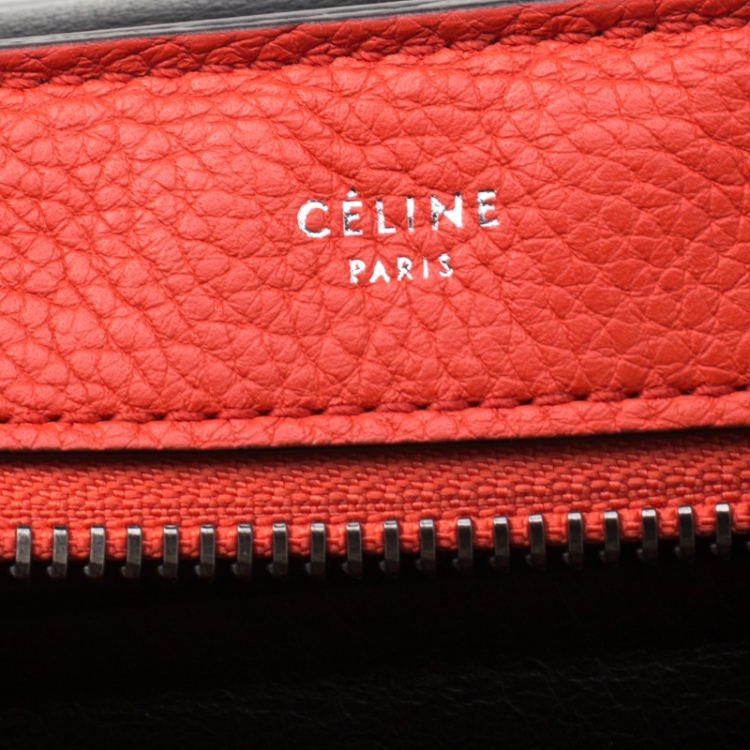 Pre Owned Celine Red Leather and Suede Medium Trapeze Tote