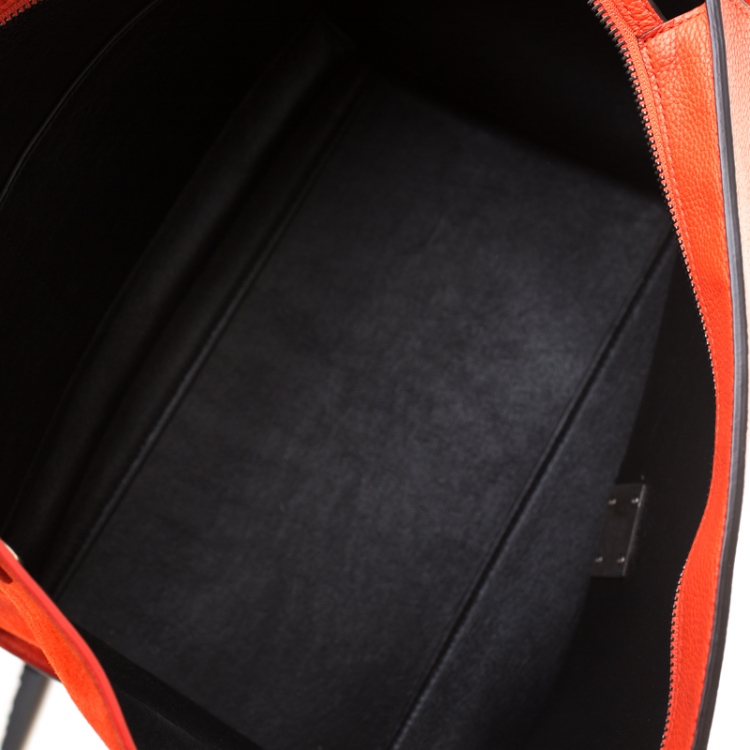Pre Owned Celine Red Leather and Suede Medium Trapeze Tote