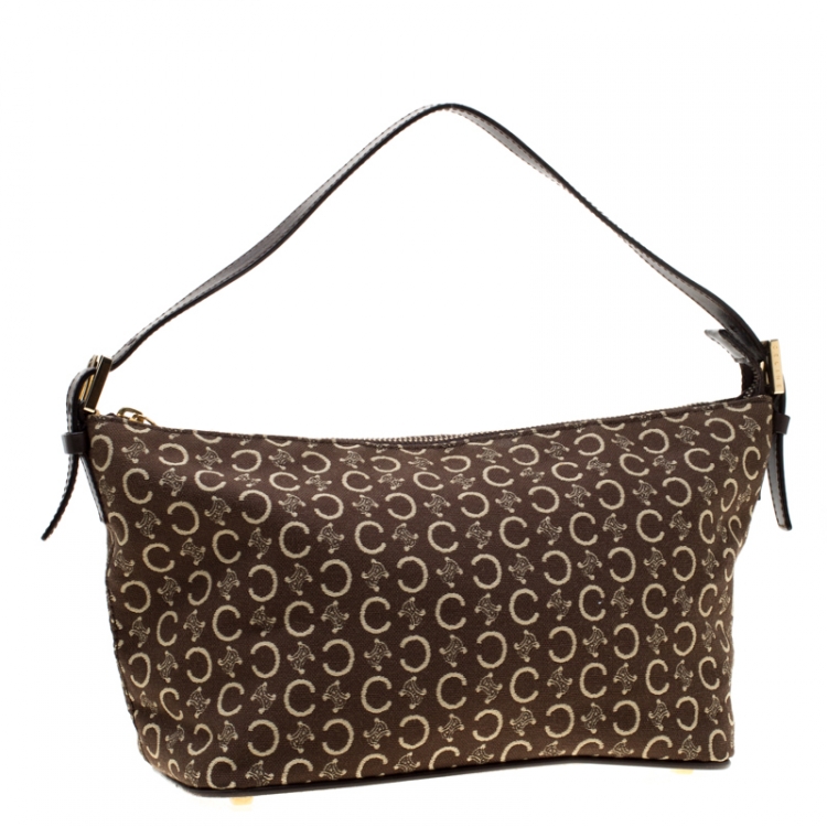 Pre Owned Celine Brown Macadam Canvas Pochette Bag