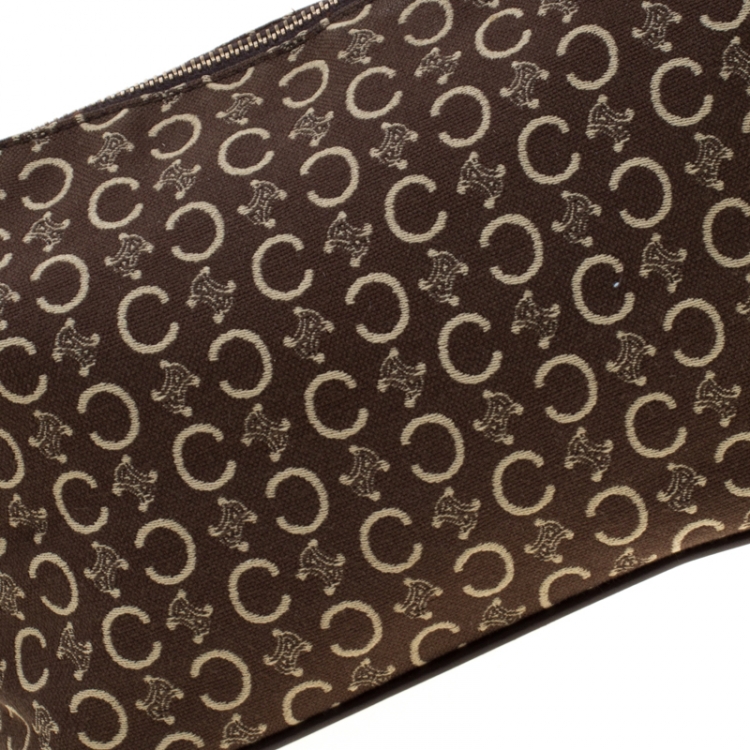 Pre Owned Celine Brown Macadam Canvas Pochette Bag