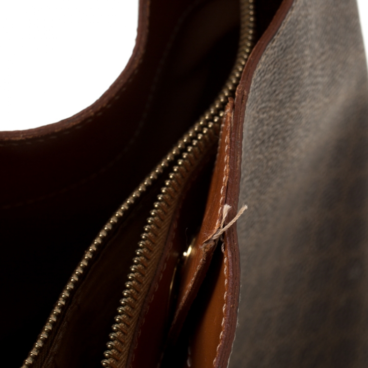 Pre Owned Celine Brown Macadam Coated Canvas Shoulder Bag