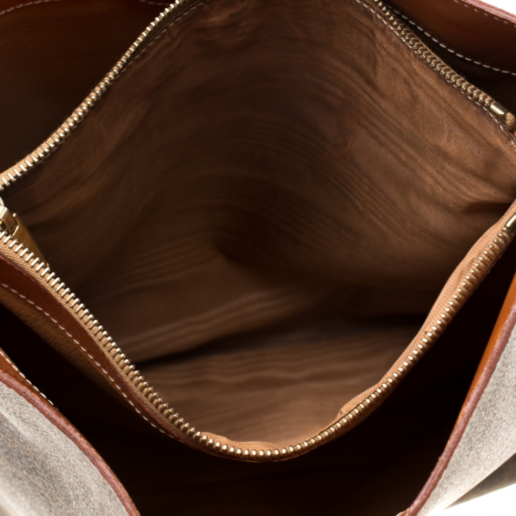 Pre Owned Celine Brown Macadam Coated Canvas Shoulder Bag