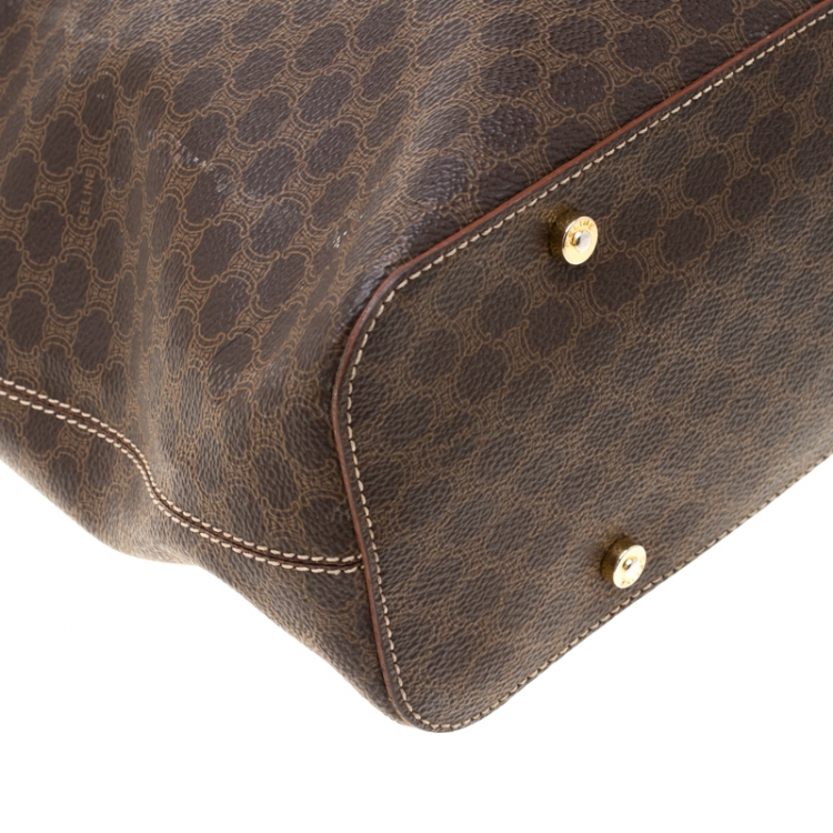 Pre Owned Celine Brown Macadam Coated Canvas Shoulder Bag