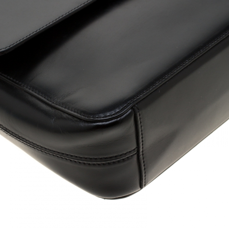 Pre Owned Celine Black Leather Flap Shoulder Bag