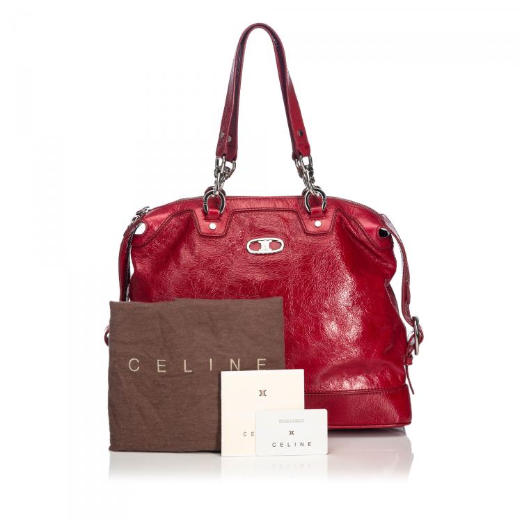 Pre Owned Celine Red Leather Shoulder Bag