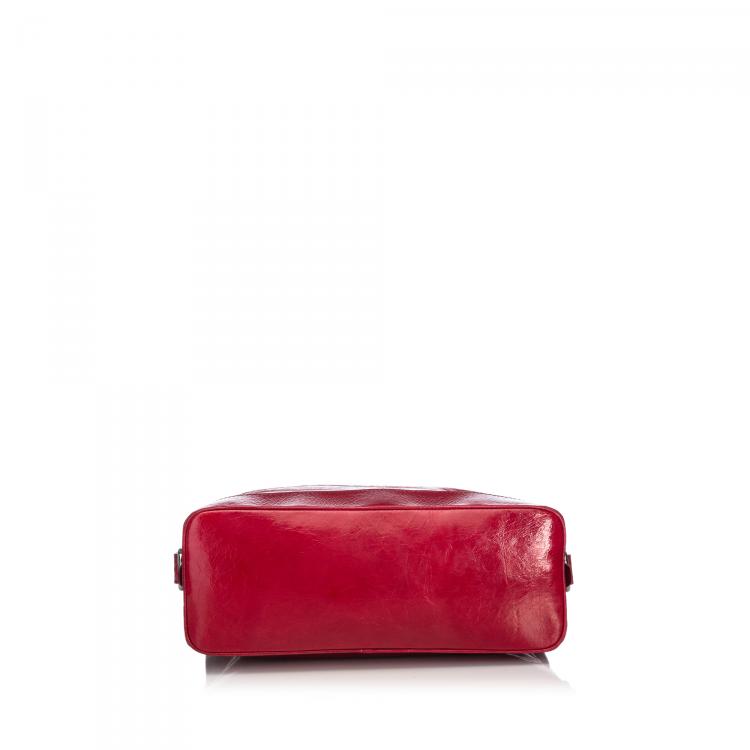 Pre Owned Celine Red Leather Shoulder Bag