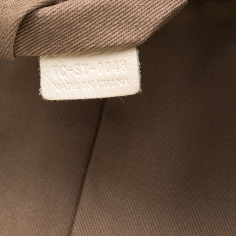 Pre Owned Celine Beige/Off White Macadam Canvas And Croc Embossed Shopper Tote 